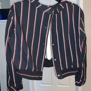 Navy Blue Striped H&M Bomber Jacket